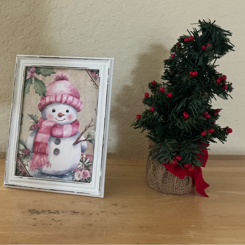 Farmhouse Christmas Snowman picture 5x7 w/frame
